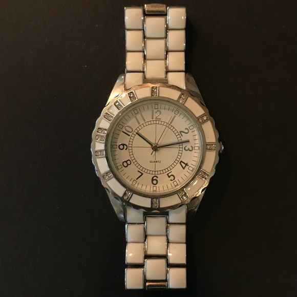 Accessories - White and silver bedazzled womens watch